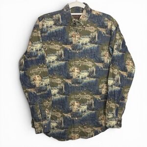 Woodland Trail Lab‎ Labrador Retriever Duck Shirt Men's Medium Green Hunting AOP